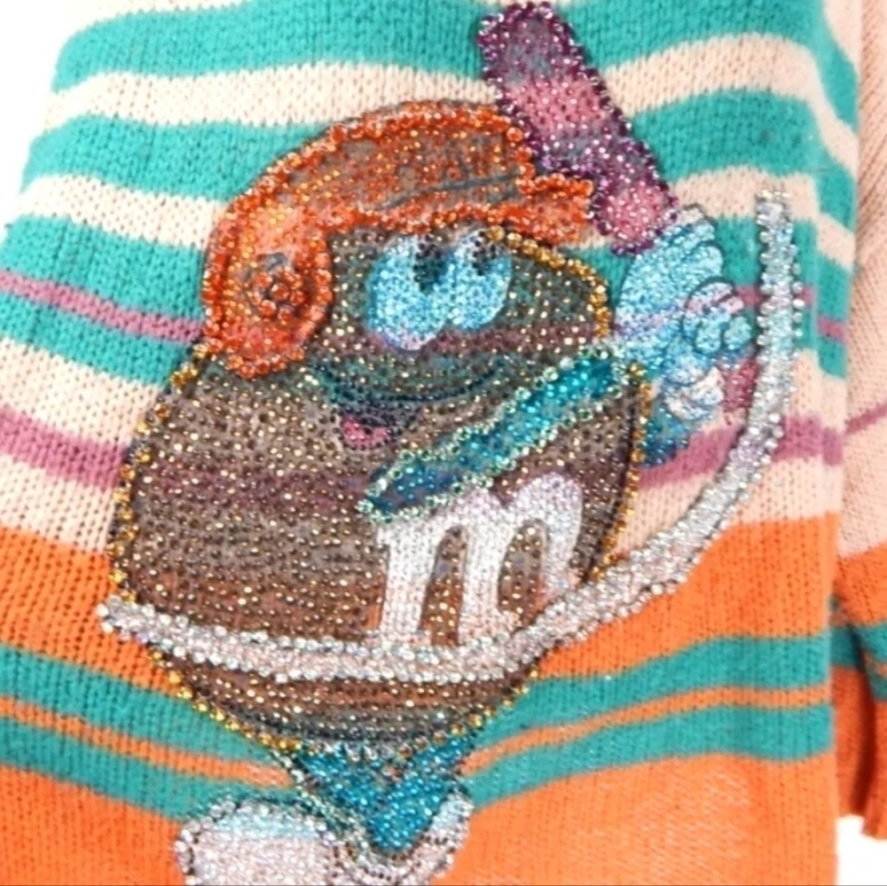 Handmade OOAK Rhinestone M&M Sweater‎ - Picture 2 of 4